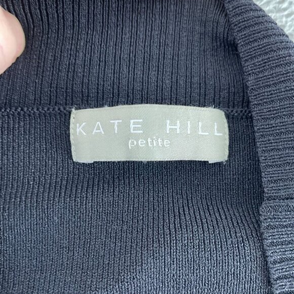 Kate Hill Petite Black Open-Front Cardigan Sweater PL Rayon/Nylon Blend 3676 - Picture 4 of 8